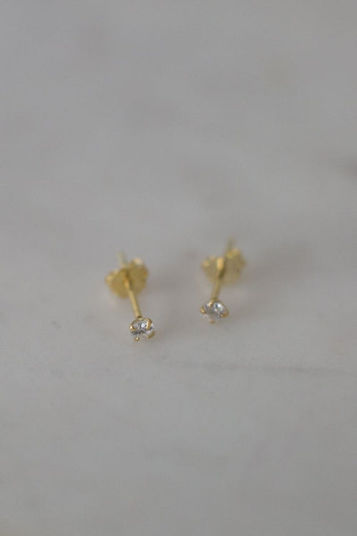 Mini Rock Stud Earrings Clear Gold ACC Jewellery Sophie   