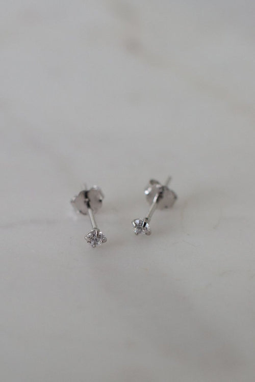Mini Rock Stud Earrings Clear Silver ACC Jewellery Sophie   