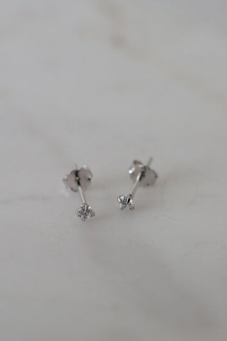 Mini Rock Stud Earrings Clear Silver ACC Jewellery Sophie   