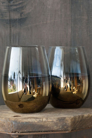 Cariso Metallic Gold Stemless Wine Glass HW Drinkware - Tumbler, Wine Glass, Carafe, Jug Nel Lusso   