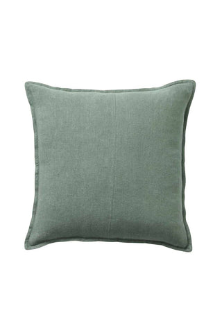 Como Panelled 100% Washed Euro Linen Cushion 60X60Cm Duck Feather Inner Juniper HW Cushions Weave   