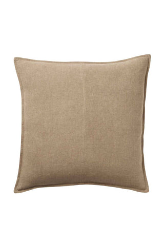 Como Panelled 100% Washed Euro Linen Cushion 60X60Cm Duck Feather Inner Clay HW Cushions Weave   