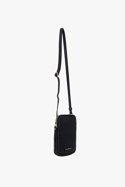 Nikko Black Woven Leather Phone Sling ACC Bags - All, incl Phone Bags Saben   