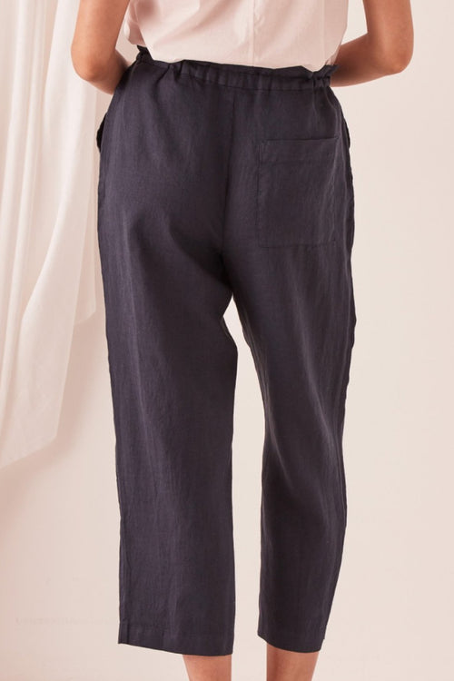 Ollie True Navy Linen Pant WW Pants Assembly Label   