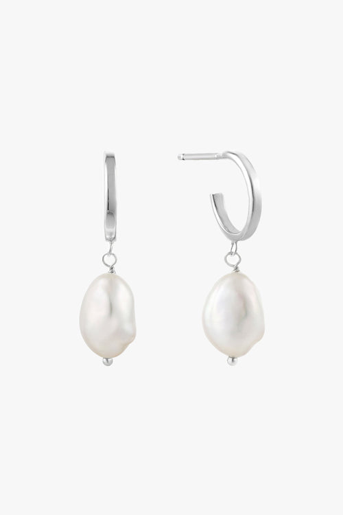 Pearl Mini Hoop Silver Earrings ACC Jewellery Ania Haie   