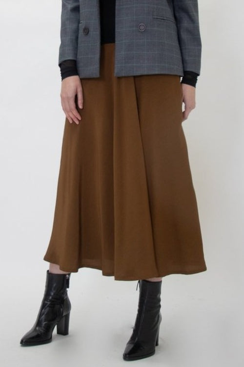 Pallas Elastic Waist Cinnamon Midi Skirt WW Skirt Staple + Cloth   