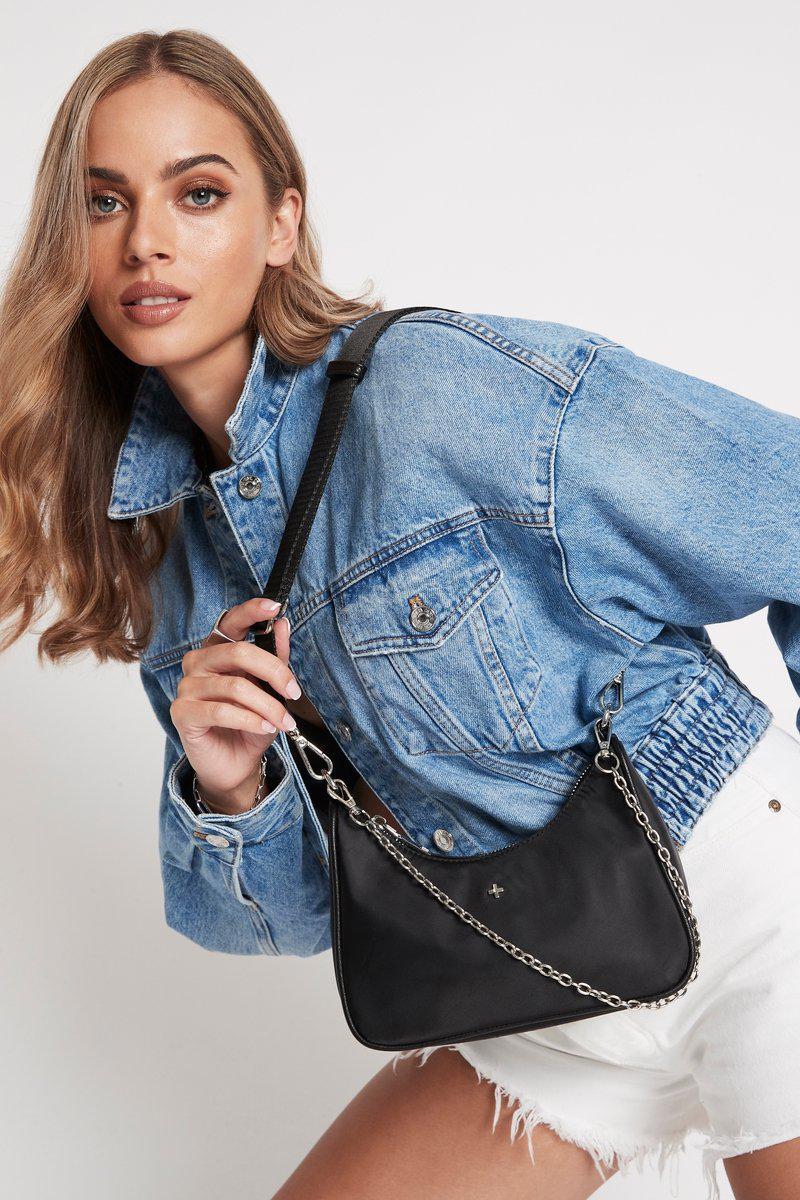 Shop Paloma Black Nylon Silver Hardware Crossbody Bag Flo
