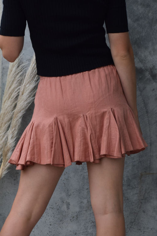 Passion Linen Brick Godet Mini Skirt WW Skirt Among the Brave   