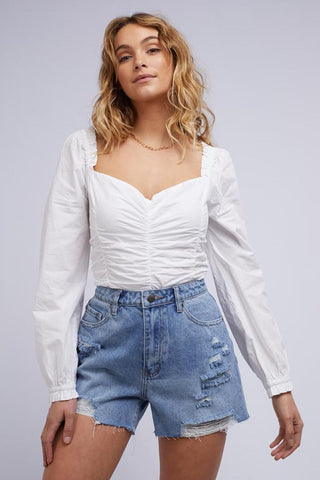 Peggy Crop White LS Top WW Top All About Eve   