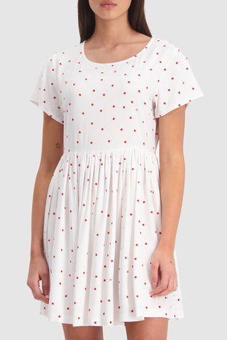 Picnic Mooshine SS White Red Spot Relaxed Dress WW Dress Huffer   