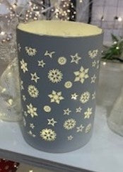 Cylinder White 15cm Snowflake Star Cutout Lantern HW Christmas Stellar Haus   