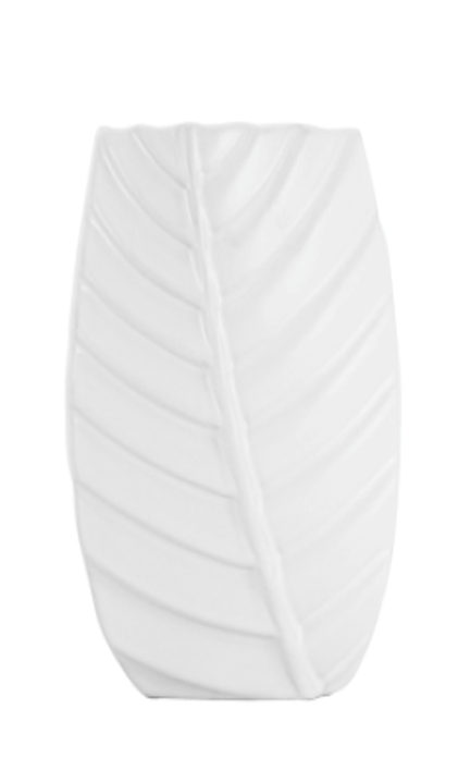 Banana Leaf Vase White 18x25cm HW Decor - Bookend, Hook, Urn, Vase, Sculpture Nicholas Agency   