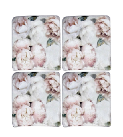 Vintage Roses Set of 4 Pink Resin Coasters HW Serveware - Plate, Bowl, Servers, Dish, Platter Nicholas Agency   