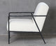 Slim Black Metal Frame Boucle Chair Off White