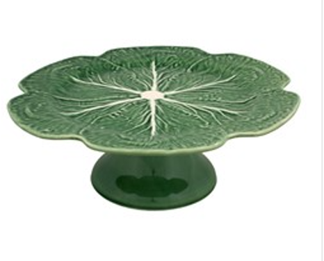 Cabbage Leaf Cake Stand Green 31cm HW Serveware - Plate, Bowl, Servers, Dish, Platter Bordallo Pinheiro   