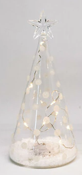 Glass White Clear Medium 18cm Dot Cone Tree HW Christmas Stellar Haus   