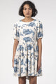 Poppy Ivory Blue Floral Tiered Dress