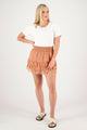 Fiesta Peach Animal Shirred Waist Ruffle Skirt