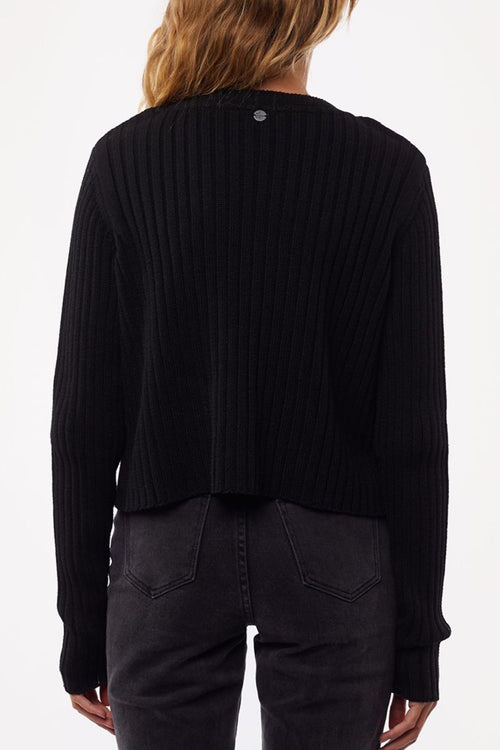 Ribbed Crop Black Button Cardi WW Knitwear All About Eve   