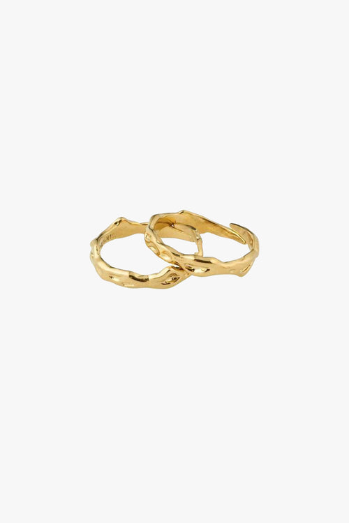 Rita Gold Beaten Double Ring ACC Jewellery Pilgrim   