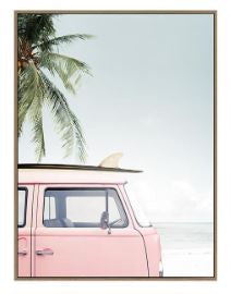 Roady Pink Van Canvas Print 60x80cm HW Art - Wall Decor, Clock, Wall Mirror Start With Art   