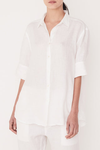 SS White Relaxed Linen Shirt WW Top Assembly Label   
