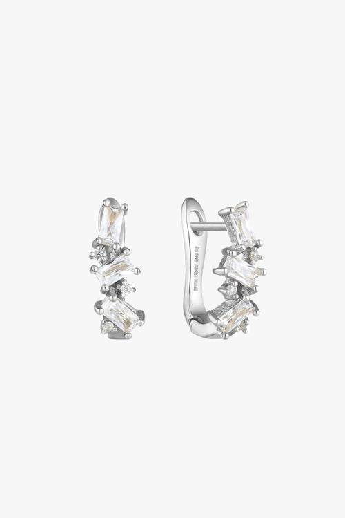 Glow Getter Crystal Cluster Silver Huggie Earrings ACC Jewellery Ania Haie   