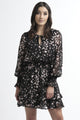 Florida LS Black Floral Shirred Waist Dress