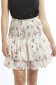 Carried Away Ivory Geo Floral Shirred Linen Frill Mini Skirt