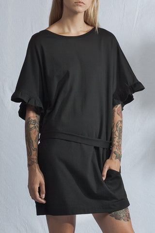 Ripple SS Ruffle Sleeve Reversible Black Dress WW Dress ReCreate   