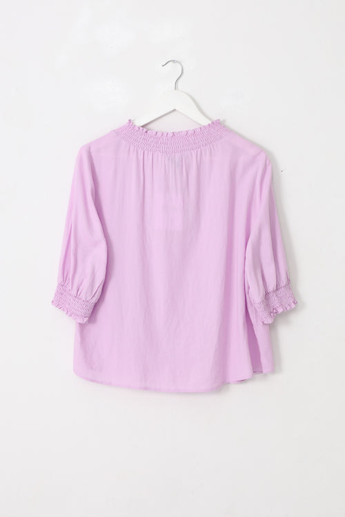 Influential Lavender Soft Linen Blend SS High Neck Top WW Top Among the Brave   