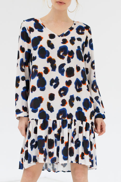 Carrie LS Bold Ivory Blue Camo Print Relaxed Dress WW Dress Staple + Cloth   