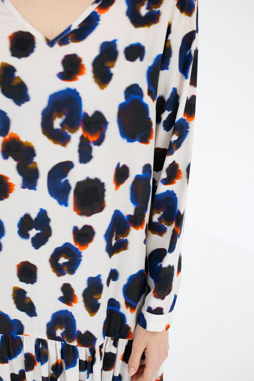 Carrie LS Bold Ivory Blue Camo Print Relaxed Dress WW Dress Staple + Cloth   
