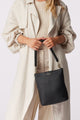 Claudette Black Knotted Handle Leather Shoulder Bag