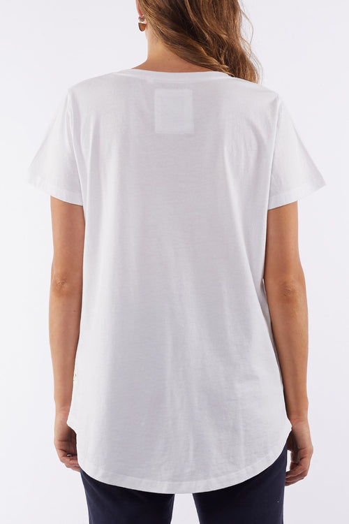Sierra Luxe SS Relaxed White Tee WW Top Elm   