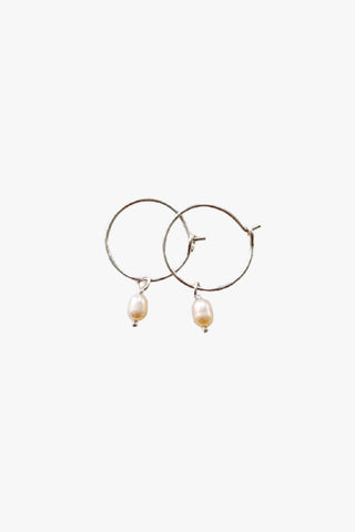 Small Pearl Sterling Silver Hoop Earrings ACC Jewellery Audrey Loves Ruby   