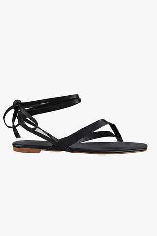 Stormy Black Vegan Leather Strappy Lace Up Sandal ACC Shoes - Slides, Sandals St Sana   