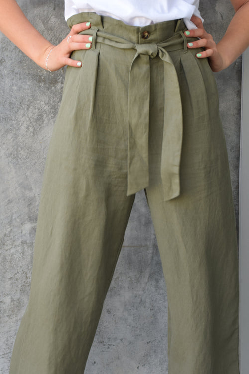 Summer Love Army Paper Bag Linen Blend Pant WW Pants Among the Brave   