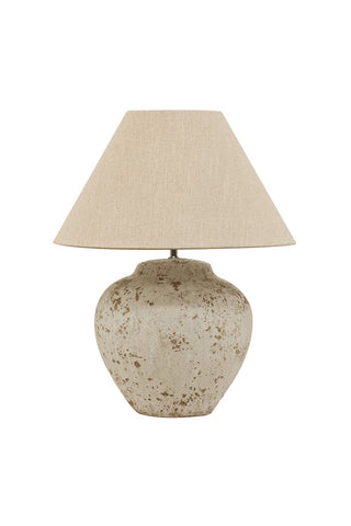 Tuscan Style Stone Medium Lamp with Biscotti 51cm Lampshade HW Lighting - Lamp, Candleholder, Lantern, Shade CC Interiors   