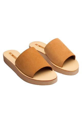 Tara Comfy Leather Slide Nude Natural Base Chunky sole General Solsana   