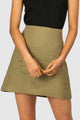 Los Beso Linen Sage Mini Skirt