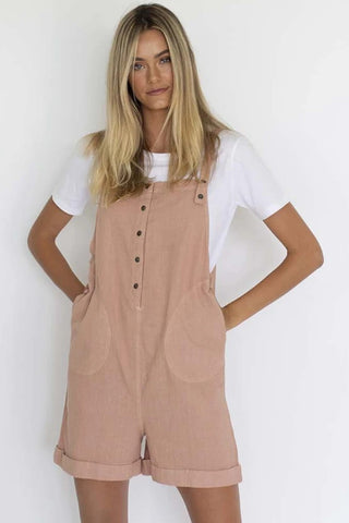 Weekend Pockets Cotton Linen Rose Rumper WW Jumpsuit Humidity Lifestyle   