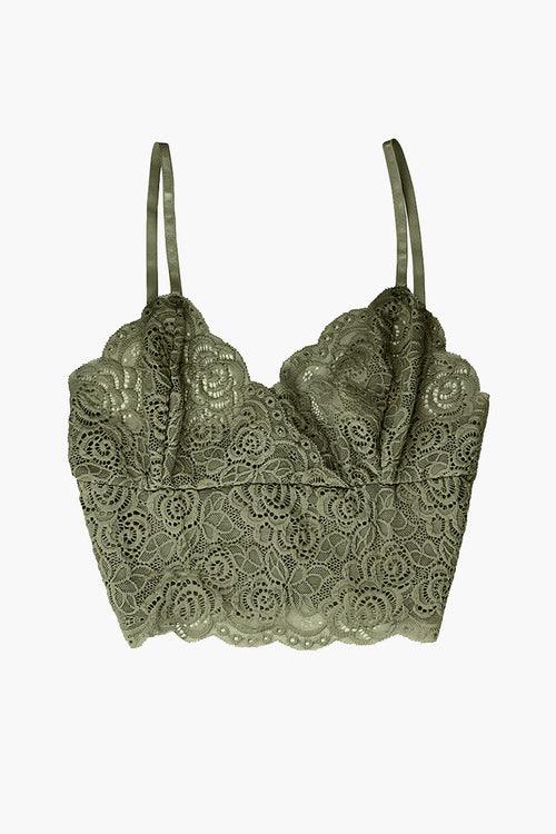 Strappy Olive Lace Bralette ACC Intimates Queen of the Foxes   