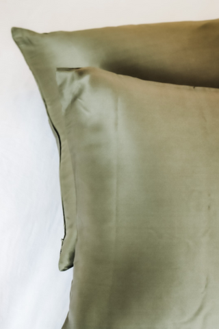 100% Silk Beauty Pillowcase Olive 48x73cm HW Linen - Teatowel, Table, Bedding, Towel Home Lab   