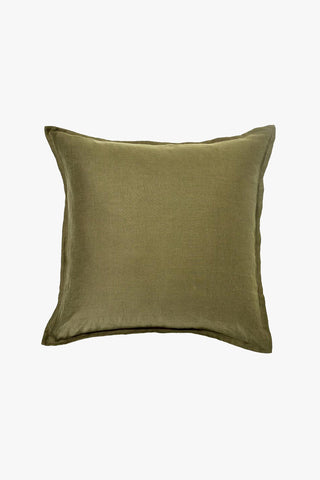 Belgian Washed Linen Olive Euro Pillowcase HW Linen - Teatowel, Table, Bedding, Towel George Street Linen   