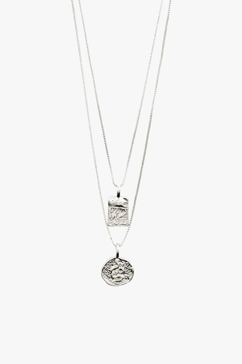 Valkyria Silver Plated Pi Double Chain Necklace ACC Jewellery Pilgrim   