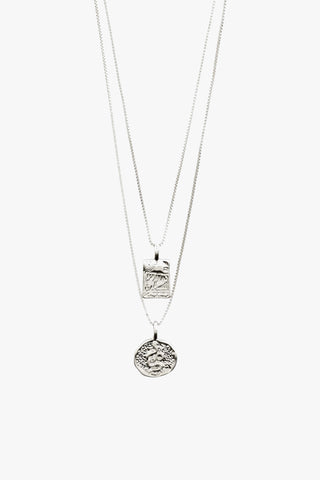Valkyria Silver Plated Pi Double Chain Necklace ACC Jewellery Pilgrim   