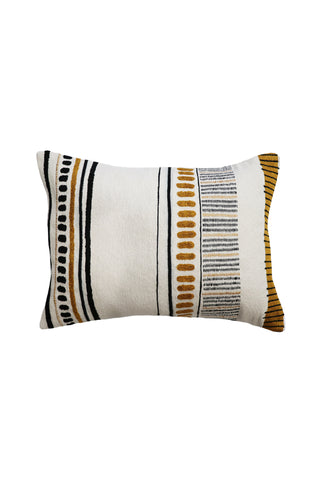 Veracruz Cotton Patterned Cushion with Polyester Inner Ochre + Black Multi 35x50cm HW Cushions Mulberi   