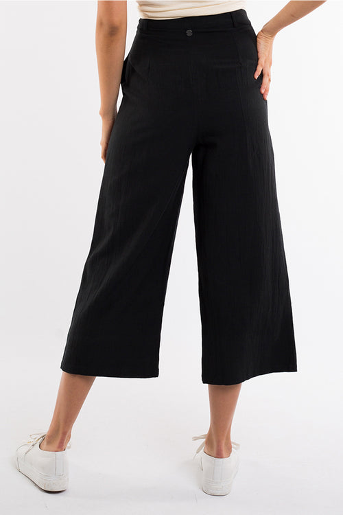 Vintage Cropped Button Down Woven Black Pant WW Pants All About Eve   