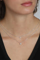 Lucia Pi Silver Double Necklace with Crystals